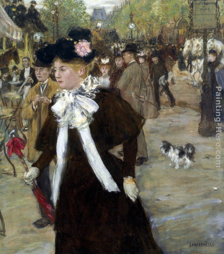 Elegante sur le Boulevard des Italiens painting - Jean Francois Raffaelli Elegante sur le Boulevard des Italiens art painting